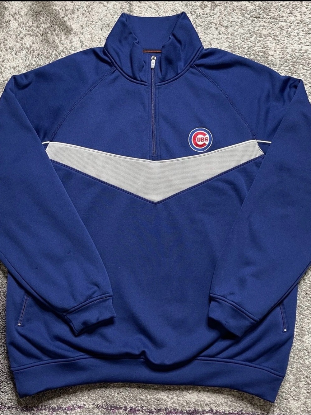 Chicago Cubs MLB Baseball Blue & White 1/4 Zip Pullover XL